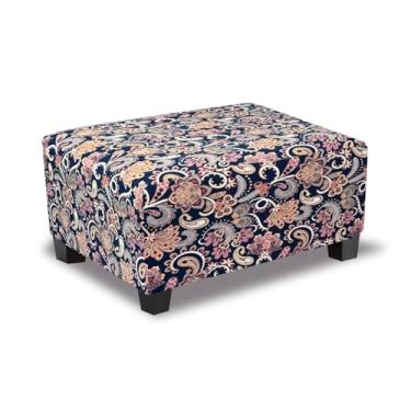 Imagem de TOPHMDECOR Capa otomana estampada retangular, capa elástica para apoio para pés com fundo elástico, protetor de tecido macio para otomano retangular na sala de estar ou quarto, médio, flor H