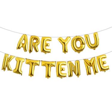 Imagem de Balões de letras - Are YOU KITTEN ME 40 cm letras do alfabeto folha balão Mylar faixa de festa de aniversário (ARE YOU KITTEN ME dourado)
