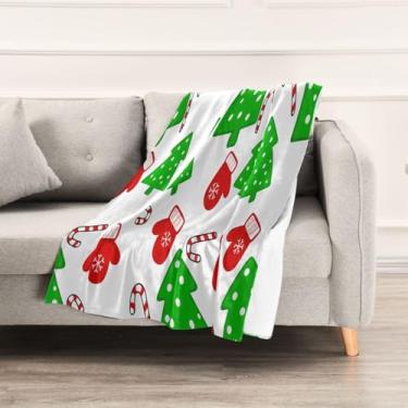 Imagem de Wassud Cobertores e mantas de Natal 152 x 228 cm, árvore de Natal e luvas para sofá, cobertores quentes aconchegantes de lã de pelúcia para cama, sofá, cadeira, decoração de casa