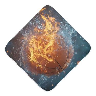 Imagem de STAYTOP Toalhas de bebê com capuz de musselina de basquete flame, toalha de banho super macia, toalhas de banho absorventes para banho recém-nascido unissex 89 x 89 cm
