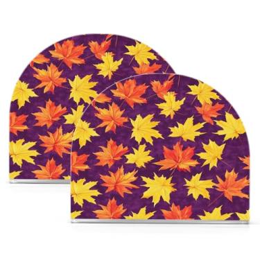 Imagem de Wassud Porta-guardanapos de acrílico com folhas de bordo vermelho, dispensador de guardanapos de papel moderno para mesa, cozinha, sala de jantar, bancada 2 peças (comporta 50-60 guardanapos)