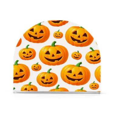 Imagem de Wassud Porta-guardanapos de acrílico Abóboras Dispensador de guardanapos de papel de Halloween para mesa, cozinha, sala de jantar, bancada 1 pacote (comporta 50-60 guardanapos)