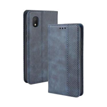 Imagem de Capa flip de couro para Alcatel 1B 2020,Flip magnético retro,Caso de telefone de couro PU,Design de carteira com 3 slots de cartão e 1 clipe de dinheiro -Blue