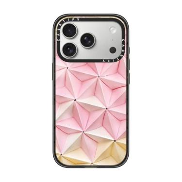 Imagem de CASETiFY Capa Impact para iPhone 17 Pro [fina/compatível com Magsafe/2,5 m. Proteção contra quedas de grau militar 4X] - Origami em rosa pastel - preto transparente
