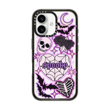 Imagem de CASETiFY Capa Impact para iPhone 16 [2,5 m 4X proteção contra quedas de grau militar/compatível com Magsafe] - Spooky by Chiara LB Art - Preto transparente