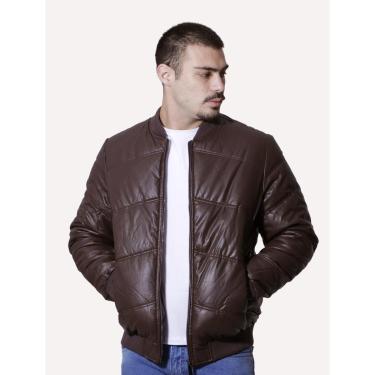 Imagem de Jaqueta Victory Eagle Masculina PU Leather Bomber Marrom-Masculino