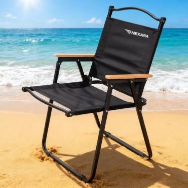 Imagem de Cadeira de Praia 150kg Dobrável, Cadeira de Camping Portátil com Tecido Oxford 600D - Conforto Ergonômico, Super Leve (2.3kg) para Praia, Viagens, Jardim e Eventos