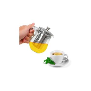 Imagem de Chaleira de Vidro Borossilicato com Infusor, 350ml, Preta, 17x13x13cm, para Chá e Café