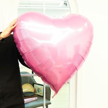 Imagem de Balões de coração enormes de 91 cm, balão romântico de coração grande, balões de dia dos namorados para decoração de festa de casamento, noivado, aniversário, rosa