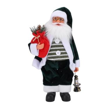 Imagem de SUNGOOYUE Boneca de Natal, Estatueta de Papai Noel de Pelúcia Verde Com Bolsa Vermelha Destacável e Lanterna, para Decoração de Natal, Presente de Feriado, Casa, Lareira, Decoração de