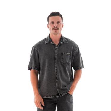 Imagem de Camisa Jeans Masculina Arauto Oversized Black, Preto, G1