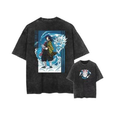 Imagem de Camiseta Oversized Vintage Streetwear Com Estampa Gráfica De Anime Har