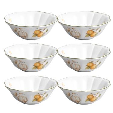 Imagem de Jogo 6 Bowl De Cerâmica Cereal Branco Limão Toscana Scalla 400ml