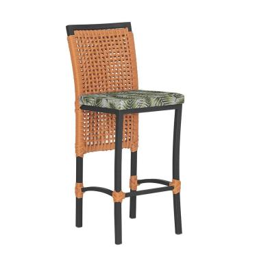 Imagem de Banqueta Em Alumínio Roma Preta Corda Náutica Tecido 5 Terra Cota