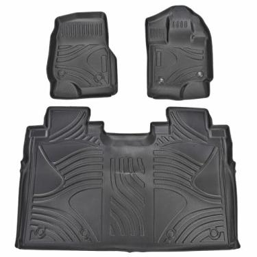 Imagem de XhuangTech Tapetes para Ford F-150 Supercrew 2015-2025, forro antiderrapante para carro à prova d'água TPE com 1ª e 2ª fileiras, almofada automotiva inodora, redução de ruído, proteção para todos os