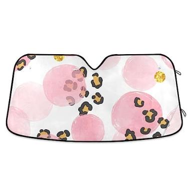 Imagem de Persiana de pára-brisa de carro com círculos rosa pontilhados, bloqueador solar de para-brisa de carro, proteção solar para carro, caminhão, SUV, acessórios de janela de carro