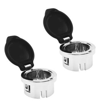Imagem de HQRNYP Tampa de plugue de 2 peças, tampa de tomada de energia do carro, tomada de energia de 12 V, plugue de isqueiro de retentor de traço, acessórios de carro compatíveis com Chevy Silverado GMC
