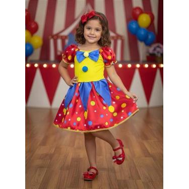 Imagem de Fantasia Infantil Circo Palhaço Palhacinha Festa Menina Colorida e Cha