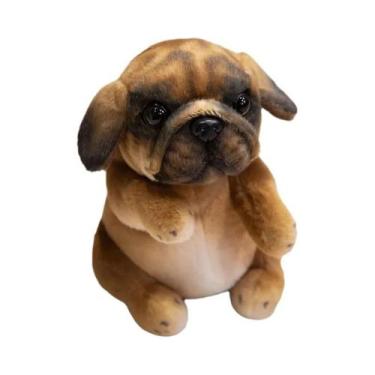 Imagem de Brinquedo De Pelúcia Realista De Poodle Pug Sentado, Cachorrinho De Pe