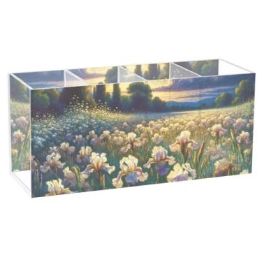 Imagem de TSENQUE Suporte de caneta de acrílico floral com estampa de animal para mesa, porta-pincéis personalizado, copo de lápis, arte, artesanato, organizador de escritório para decoração de mesa