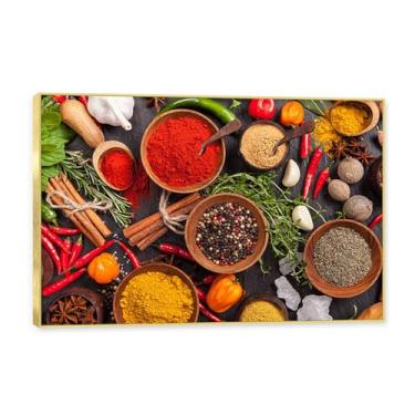 Imagem de NHLDZYH Molduras douradas. Temperos de imagem de cozinha moderna, impressão de arte, imagens para cozinha, decoração de parede de cozinha moderna. C17. 40 x 60 cm