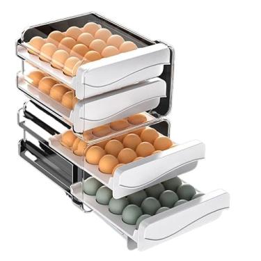 Imagem de Porta Ovos Gaveteiro 2 Andares Empilhável Organizador de Geladeira 32 Ovos
