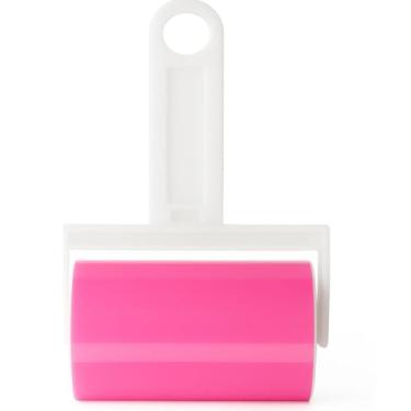 Imagem de Rolo Adesivo Lavável Tira Pelos e Fiapos Para Roupas Tapetes Sofás e Pelos de Pets 17cm (Rosa)