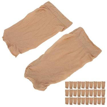 Imagem de Semme 30 Peças Touca de Peruca de Nylon Elástico Conjunto de Rede de Cabelo Com Faixa Larga Grossa para Mulheres Homens Lavável boné de Meia Leve (Rosa amarelado)