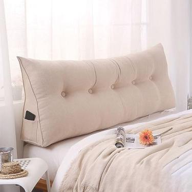 Imagem de Travesseiro grande para cabeceira, cama, leitura, triângulo, encosto, almofada, triangular, cabeceira, suporte para cabeceira, almofada lombar para sofá de dia, bege, 180 x 50 x 23 cm