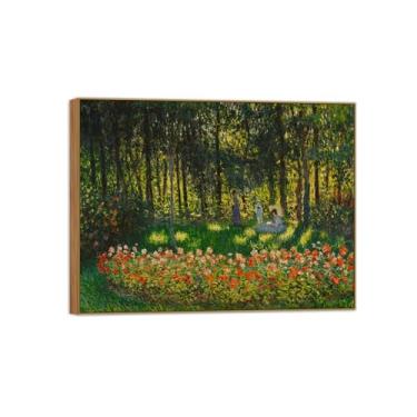 Imagem de BMZFYBS Claude Monet Famosas Impressões em tela de parede prontas para pendurar - Pintura de moldura de madeira para decoração de sala de estar 70 x 90 cm 27 x 35 pol