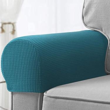 Imagem de CYTJHMD Conjunto de 2 capas de descanso de braço, capas elásticas de poliéster macio, protetor de móveis antiderrapantes para cadeira, sofá, verde b
