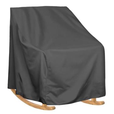 Imagem de BAHULA Capa de cadeira giratória para pátio, tecido Oxford 420D, impermeável, para ambientes externos, proteção para todos os climas, móveis de gramado ao ar livre, preta, 70 x 83 x 99 cm