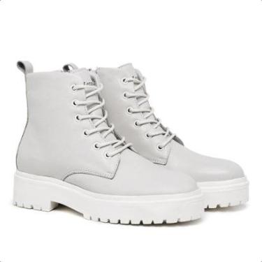 Imagem de Bota Feminina Coturno Lecas em couro legítimo Tratorada Off White-Feminino