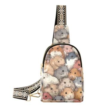 Imagem de CEBUGI Pochete feminina transversal de couro para porquinho-da-índia para caminhadas, viagens ao ar livre