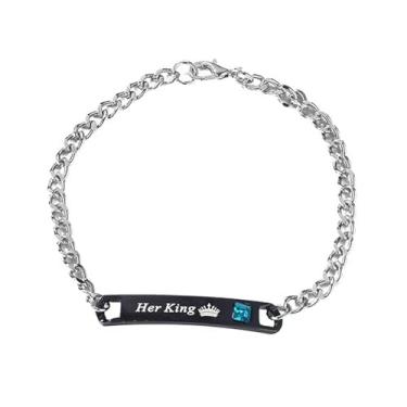 Imagem de Pulseira minimalista com coroa de casal gravada