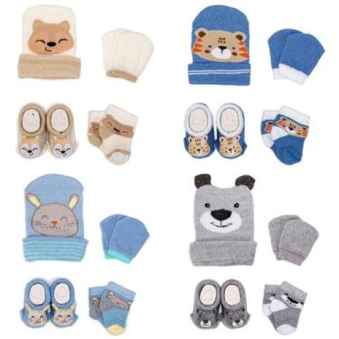 Imagem de 4 Conjunto Bebê Meias Toucas Luvas Pantufas Recém Nascido Enxoval Saíd