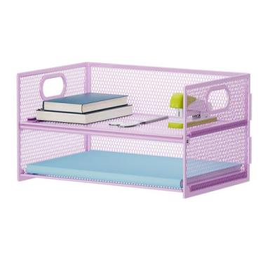 Imagem de Organizador de papel de malha Tray Marbrasse de 2 camadas com alça rox