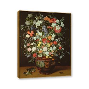 Imagem de NHLDZYH Moldura de teca. Arte de parede em tela de especiarias coloridas e colher de tempero | Decoração de cozinha vintage | Arte moderna para casa e sala de jantar. B82. 40 x 50 cm - 15,8 x 19,7 pol