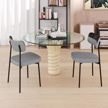 Imagem de Conjunto 4 Cadeiras de Jantar Mynna Tecido Revest Sintético Est.Preta 