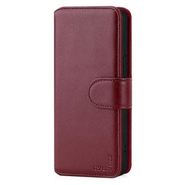 Imagem de CHALK & HIDE - Capa flip carteira de couro real para Apple iPhone 15 Pro Max (6,7 polegadas), com compartimento para cartão com bloqueio RFID, fecho magnético e suporte embutido - Borgonha