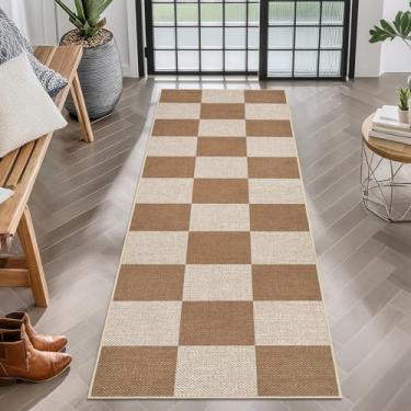 Imagem de GarveeHome Tapete xadrez fácil de juta 5 x 15 cm, antiderrapante, lavável à máquina, resistente a manchas, ambientes internos e externos, para sala de estar, quarto, cozinha, jantar, pátio - estilo