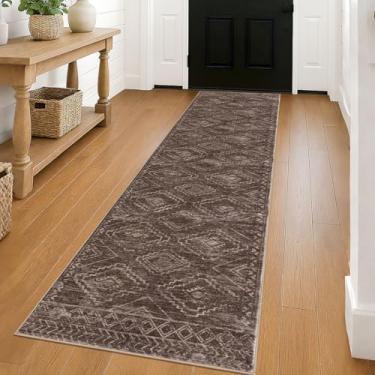 Imagem de KILOCOCO Tapete de corredor de 6 cm x 20 cm para corredores tapete lavável antiderrapante para lavanderia tapete de pêlo baixo corredor para quarto, cozinha, sala de estar, tapete boho, vermelho