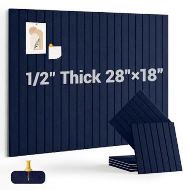 Imagem de AkuDecor Quadro de cortiça de 1,27 cm de espessura para escritório, pacote com 6 azulejos de parede de feltro - 71 cm x 45,7 cm com abas adesivas seguras, quadro de avisos grande, organizador de