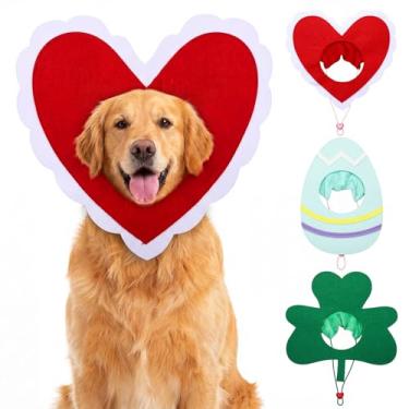 Imagem de Huhumy Conjunto de chapéus de cachorro de Páscoa Dia dos Namorados Dia da Irlanda para cães, festas de fim de ano, acessórios de feltro para fantasia, animais de estimação, coleção de festas