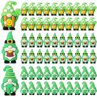 Imagem de Kathfly 60 peças estatuetas de gnomos minúsculos do Dia de São Patrício, figuras de trevo mini gnomos para esconder e buscar, trevo de quatro folhas, estátuas em miniatura do dia de São Patrício