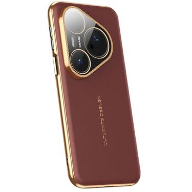 Imagem de LTLMYDAM Capa fina para Huawei Pura 80 Ultra/80 Pro/80Pro+/80, capa de proteção de câmera luxuosa à prova de choque, capa de couro de flor integral, vermelha, 80 Ultra/80 Pro