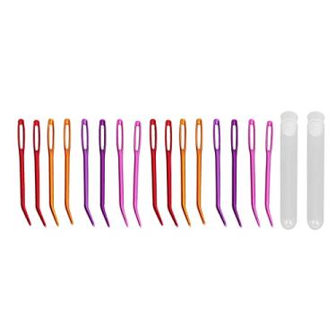 Imagem de Agulhas de tapeçaria de 16 peças Agulhas de tricô com ponta dobrada de olho grande com caixas de armazenamento para costura de tapeçaria Tricô Liga de alumínio Agulhas artesanais