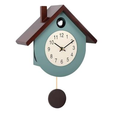 Imagem de Fenteer Relógio Cuco com Pêndulo e Volume Ajustável, Decorativo, Ideal para Escritório, Quarto, Inauguração de Casa e Sala de Estar, Azul