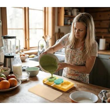 Imagem de Moldes de picolé de desenho animado infantil, moldes de sorvete de silicone de grau alimentício de cavidade, com palitos reutilizáveis, design plano antiaderente
