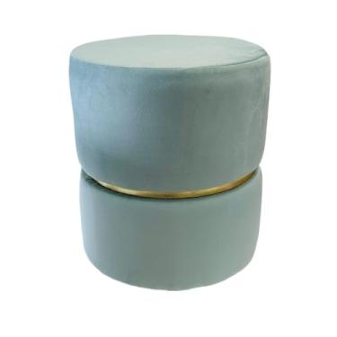 Imagem de Puff Redondo Provador Banqueta Assento Estofado Decora Sala Escritorio(UnitárioVeludoVerdeAgua)